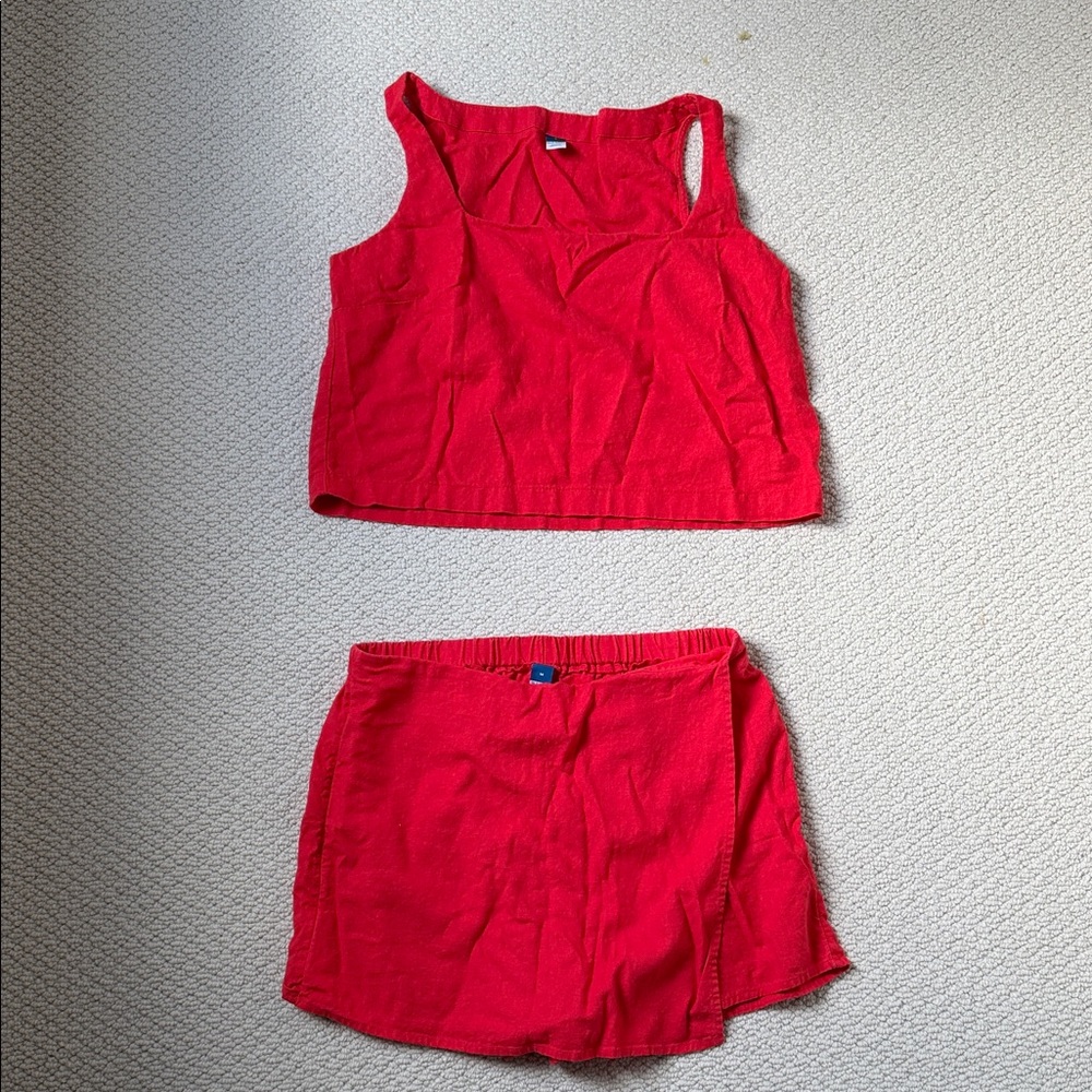 Old navy linen set (L) top (m) bottom skort